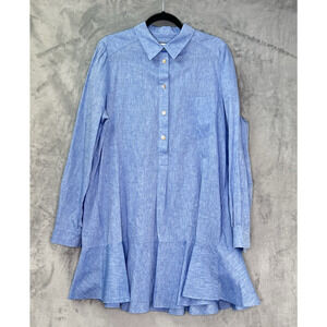 Tuckernuck Shirt Dress Womens Sz XL Callahan Chambray Linen Blue Pockets